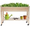 2ft x 4ft Outdoor Solid Fir Wood Raised Garden Bed Planter Box on Locking Wheels