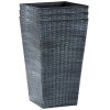 Set of 3 - Grey Faux Rattan Plastic Tall Large Flower Pots