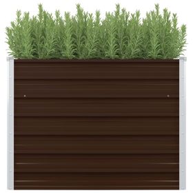 Raised Garden Bed Brown 39.4"x39.4"x30.3" Galvanized Steel