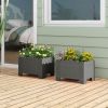 2 Pack Rectangular Planter Box with Drainage Gaps for Front Porch Garden Balcony