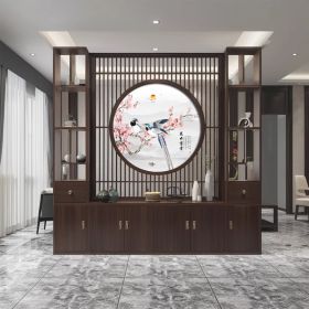 New Chinese Solid Wood Screen Partition Living Room Office Background Wall Household Modern Door Block Entry Door Cabinet (Option: 280x240 cm)