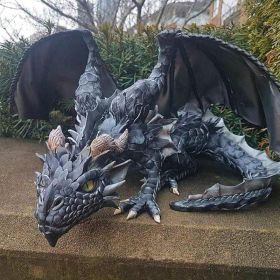 Outdoor Garden Big Squatting Dragon Sculpture Dragon Guardian Statue Garden Dragon Sculpture Statue Decoration Gothic Dragon (Option: Ships FromFrance)