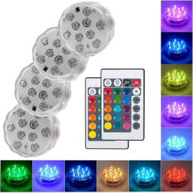 10 LED Submersible Lights Underwater Waterproof Wedding Vase Base Lamp Underwater Night Lamp Outdoor Vase Bowl Garden Party Decoration (Option: Num1Pcs)