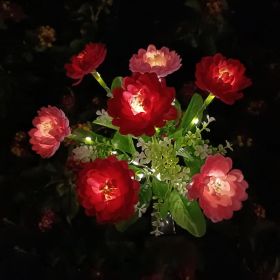 LED Solar Rose Orchid Flower Light Outdoor Garden Waterproof Simulation Lawn Lamp Wedding Party Christmas Decor Landscape Light (Option: Emitting Color7 head snowdrop red)