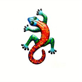 1pc/4pcs Metal Gecko Wall Decor, Plaques & Wall Art, 3D Lizard Colorful Wall Sculpture Decoration For Garden, Fence, Lawn, Farmhouse (Option: StyleRed (1pc))